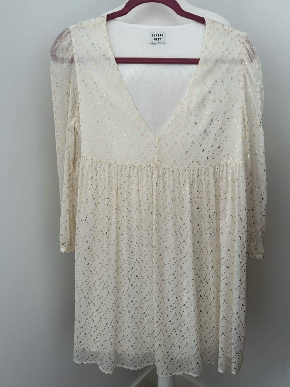 Sundays Best white Sparkle V-Neck Babydoll Dress - Picture 3 of 5